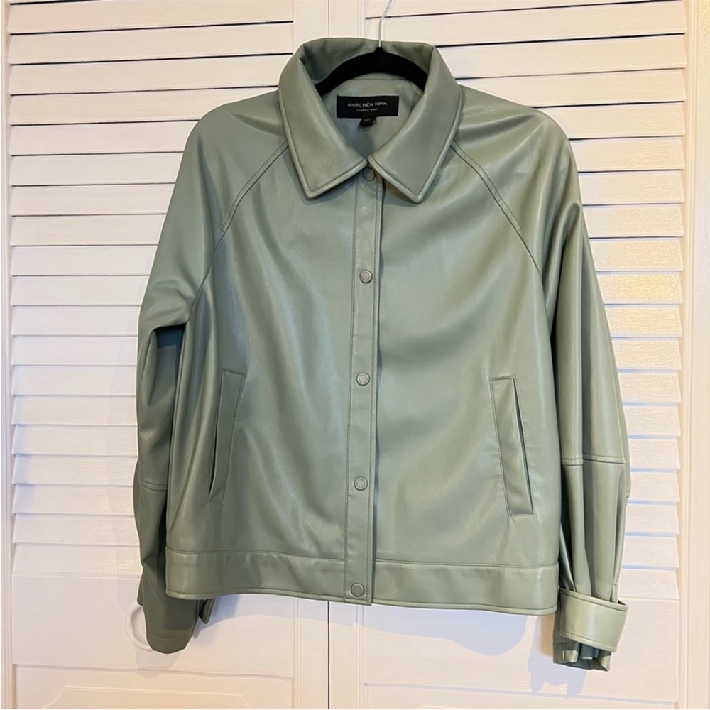 Marc New York green matcha latte vegan leather jacket